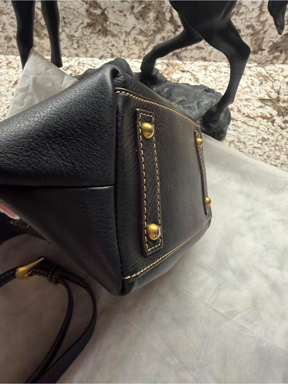 Dooney & Bourke Black Leather Crossbody with Horseshoe Appliqué - Picture 2 of 11